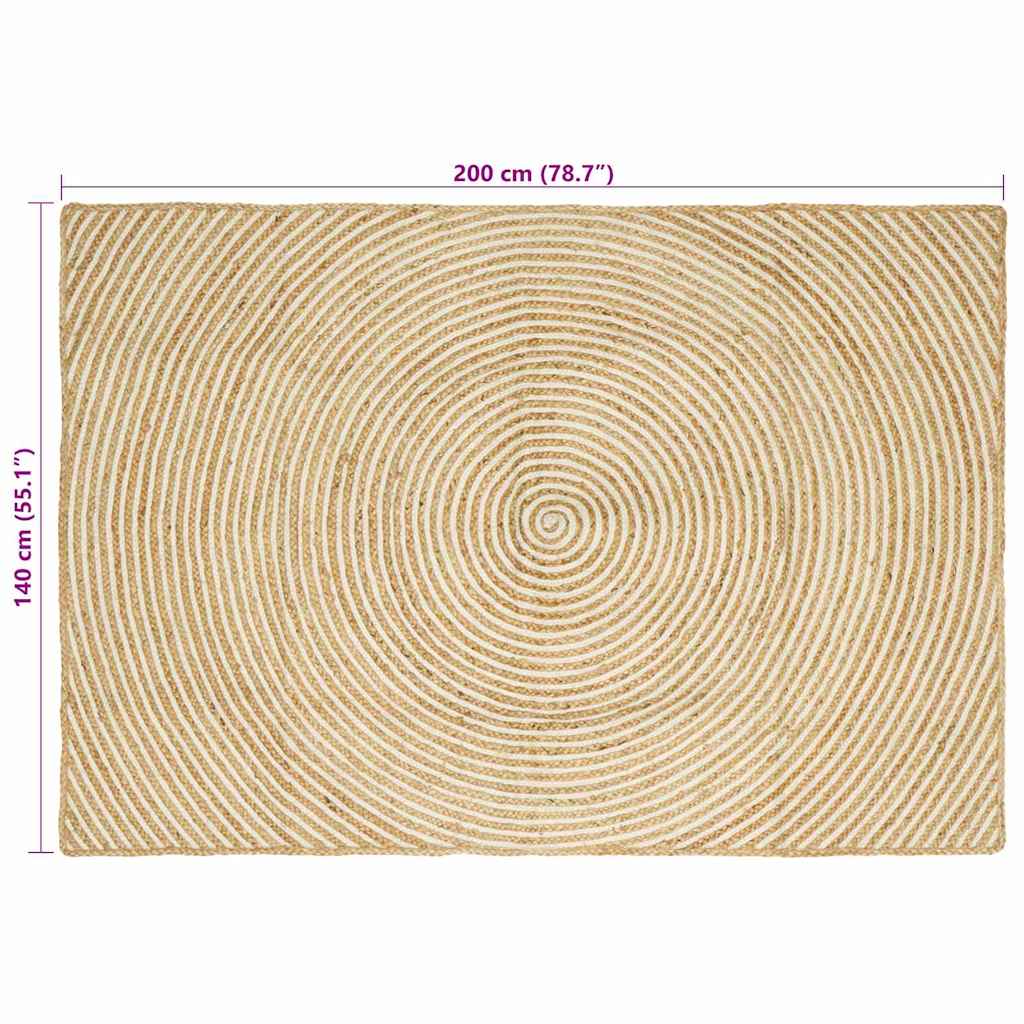 Bereichsteppiche Weiß 140 x 200 cm Jute