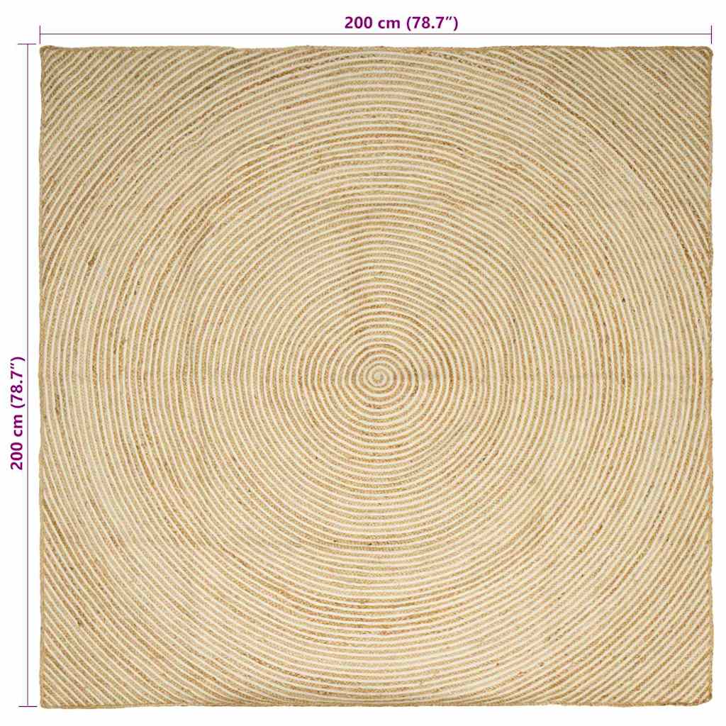 Bereichsteppiche Weiß 200 x 200 cm Jute