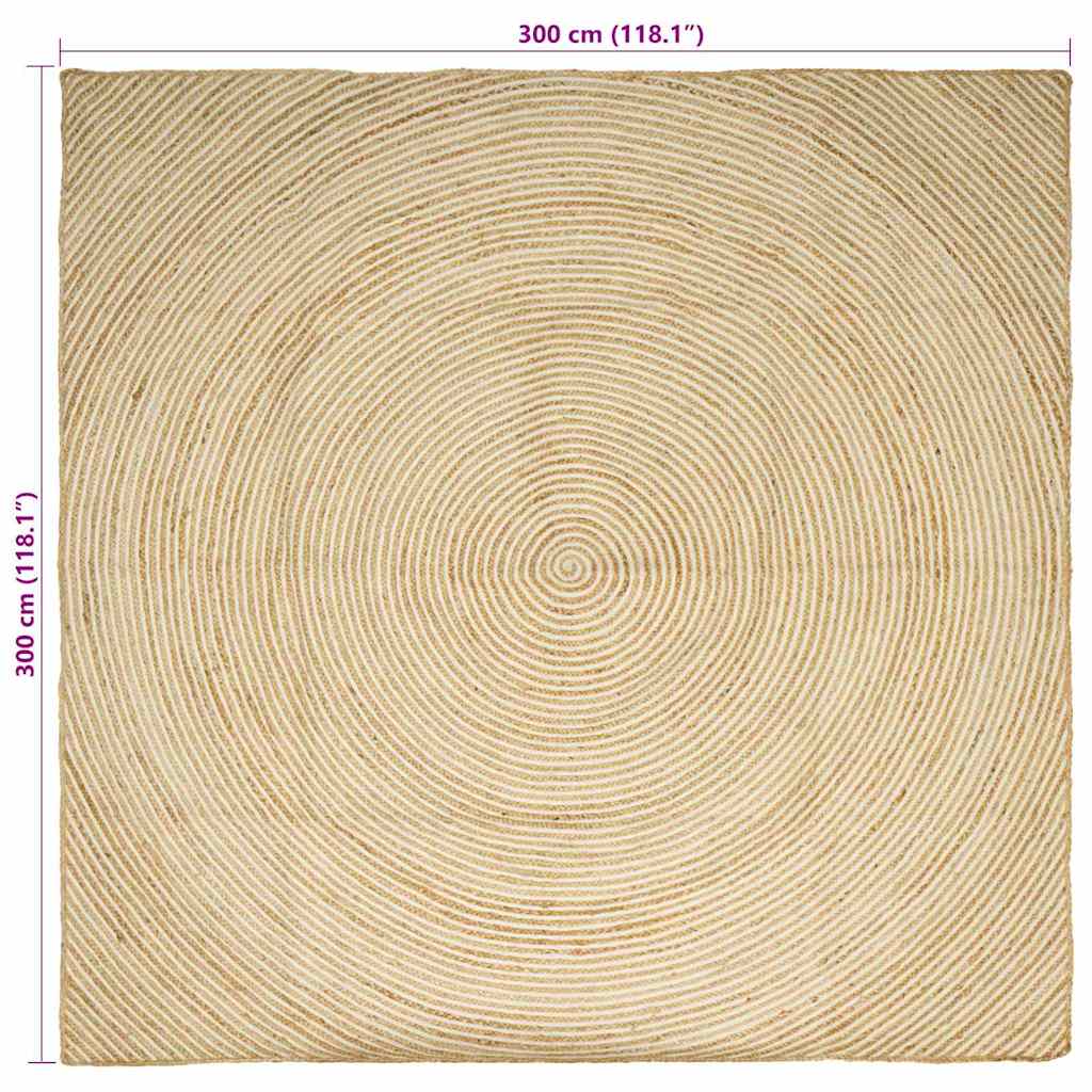 Bereichsteppiche Weiß 300 x 300 cm Jute