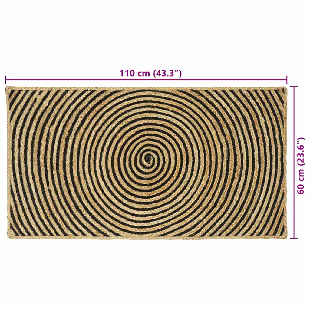 Bereichsteppiche Schwarz 60 x 110 cm Jute