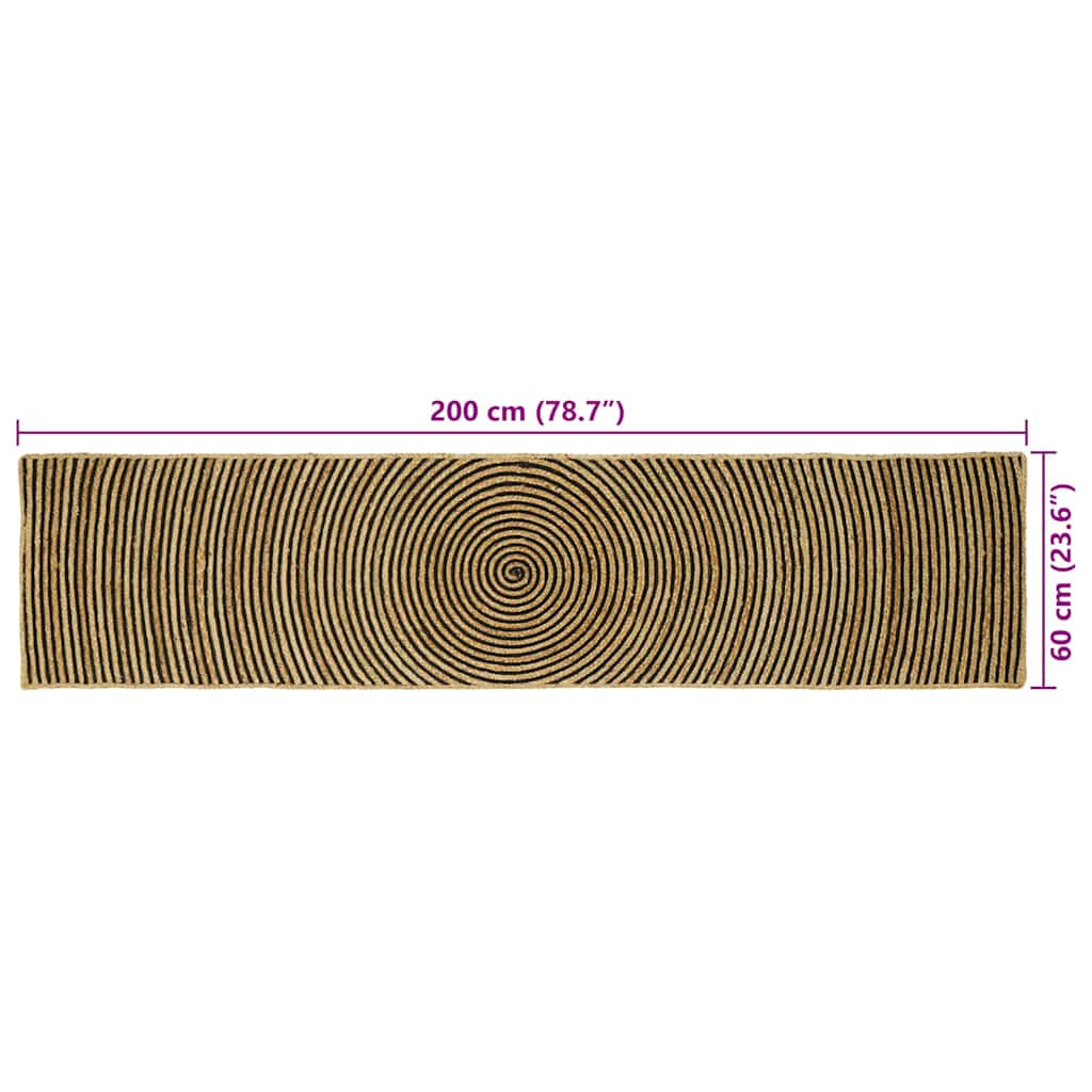 Bereichsteppiche Schwarz 60 x 200 cm Jute