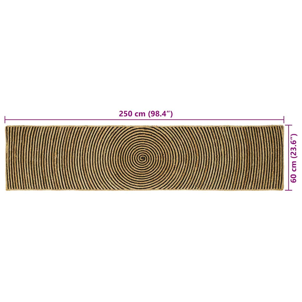 Bereichsteppiche Schwarz 60 x 250 cm Jute