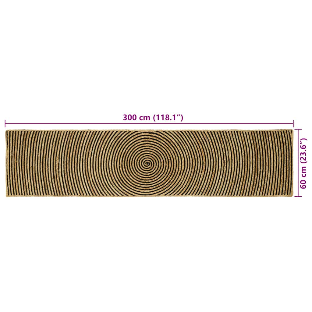 Bereichsteppiche Schwarz 60 x 300 cm Jute