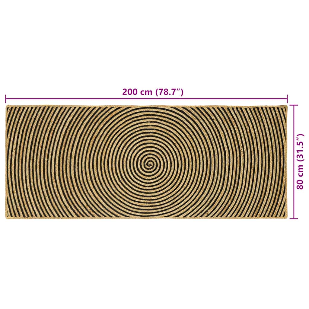 Bereichsteppiche Schwarz 80 x 200 cm Jute