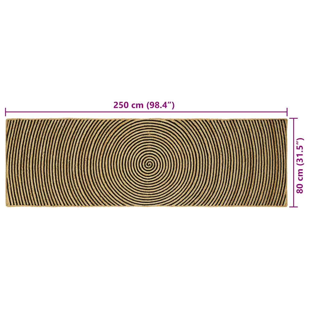 Bereichsteppiche Schwarz 80 x 250 cm Jute
