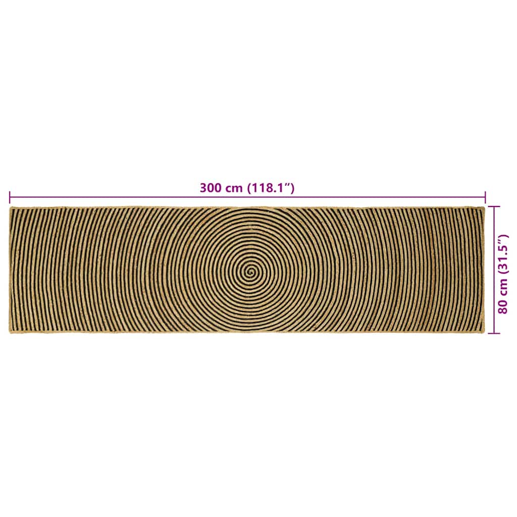 Bereichsteppiche Schwarz 80 x 300 cm Jute