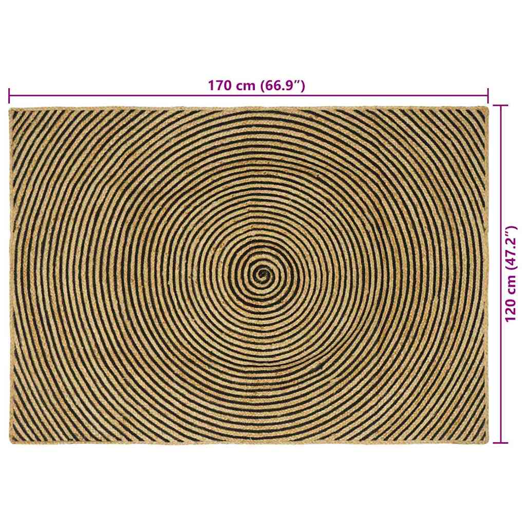 Bereichsteppiche Schwarz 120 x 170 cm Jute