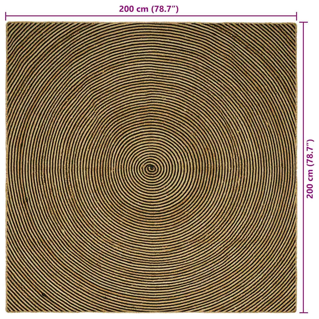 Bereichsteppiche Schwarz 200 x 200 cm Jute