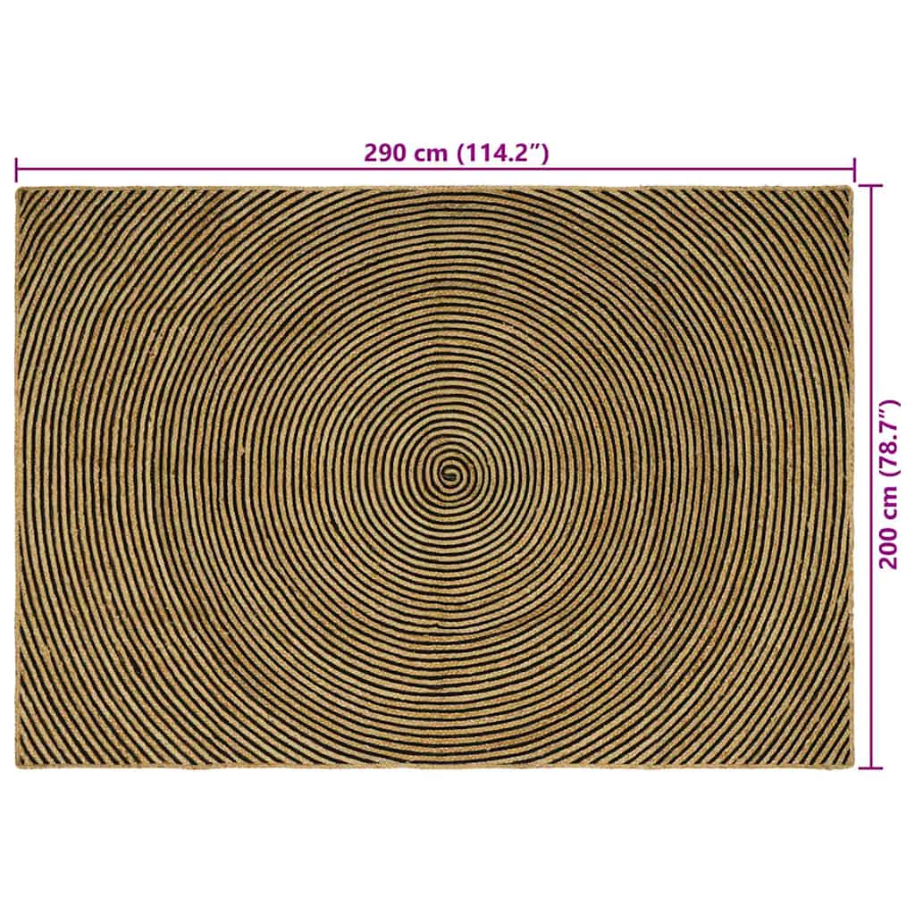 Bereichsteppiche Schwarz 200 x 290 cm Jute