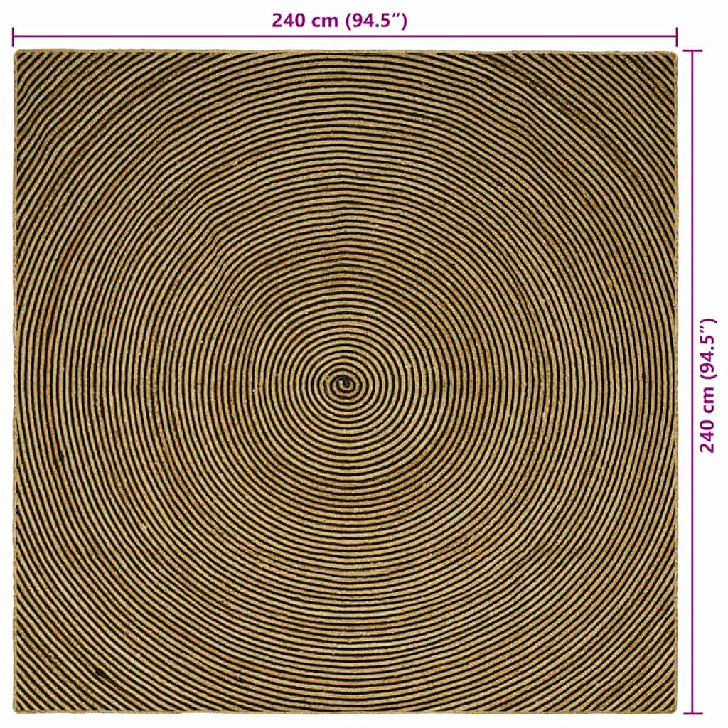 Bereichsteppiche Schwarz 240 x 240 cm Jute