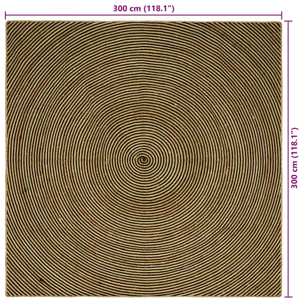 Bereichsteppiche Schwarz 300 x 300 cm Jute