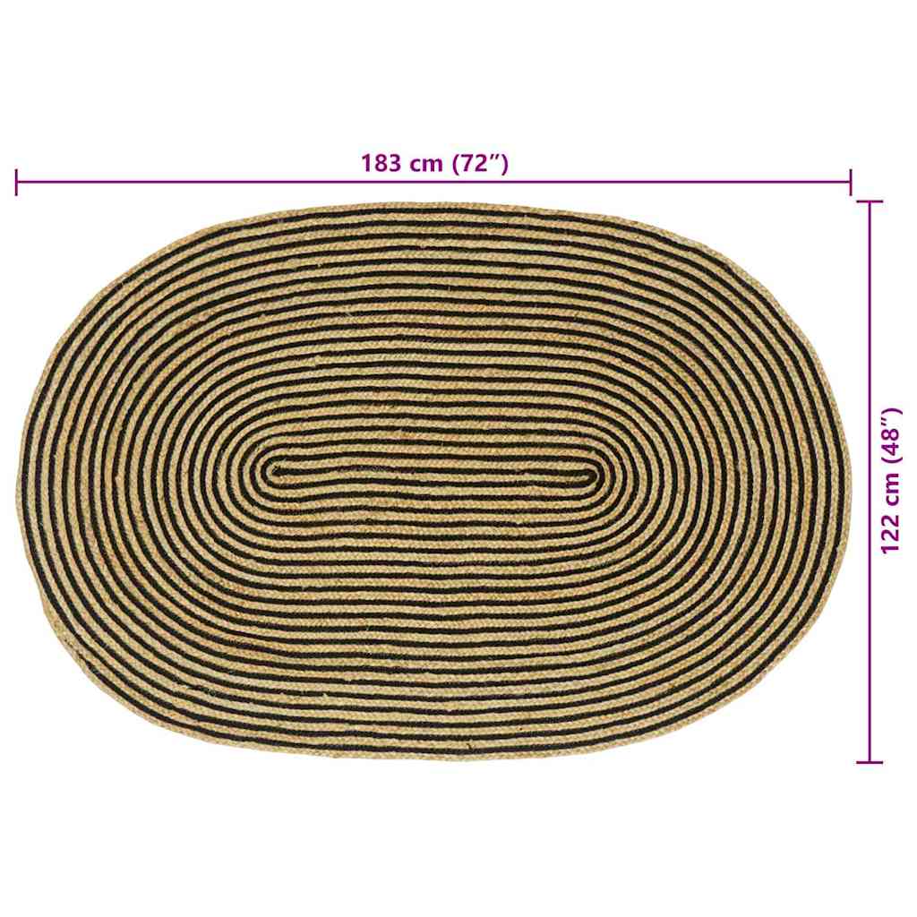 Bereichsteppiche Natürlich und Schwarz 122 x 183 cm Jute