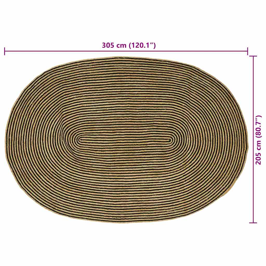Bereichsteppiche Natürlich und Schwarz 205 x 305 cm Jute
