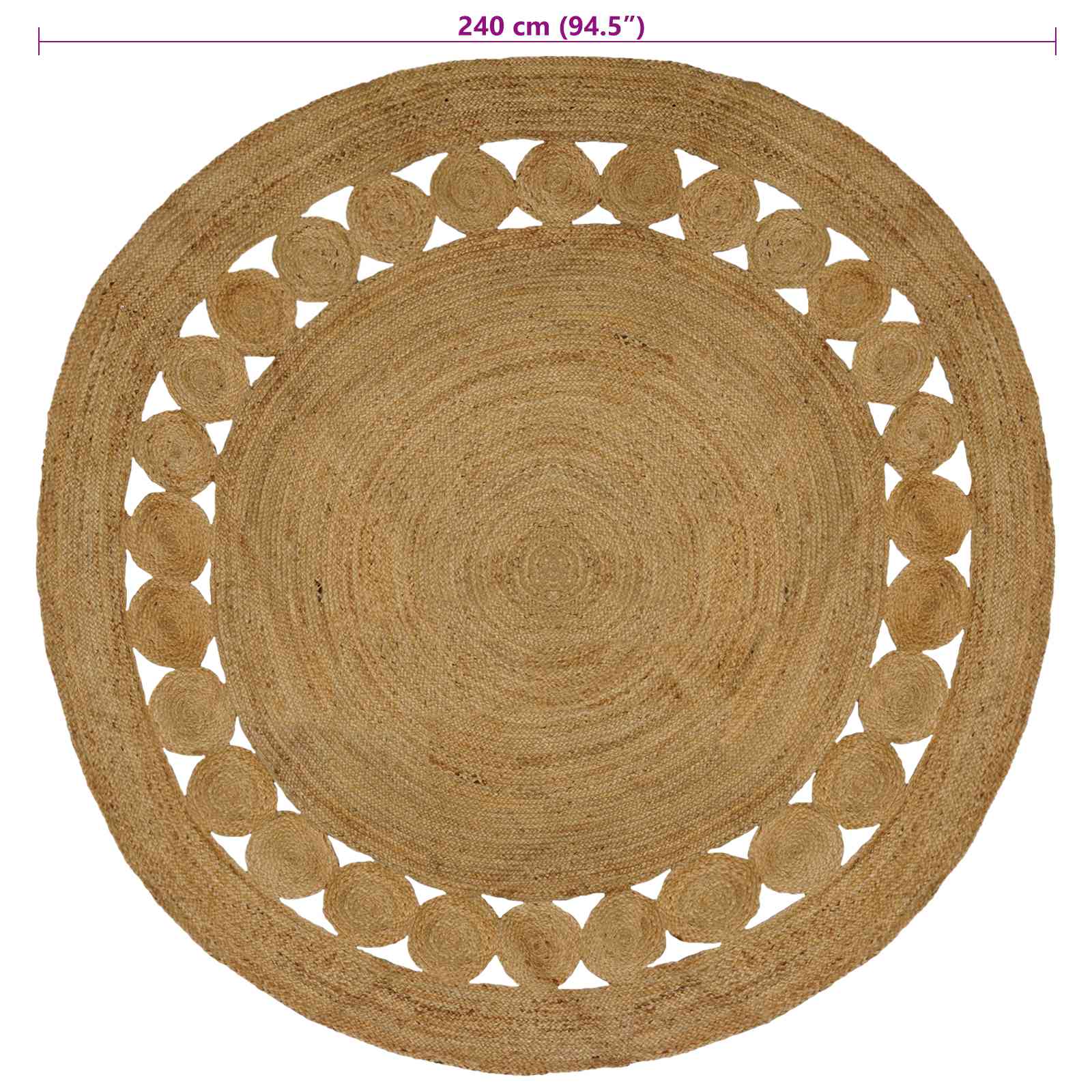 Bereichsteppiche Natur Ø 240 cm Jute