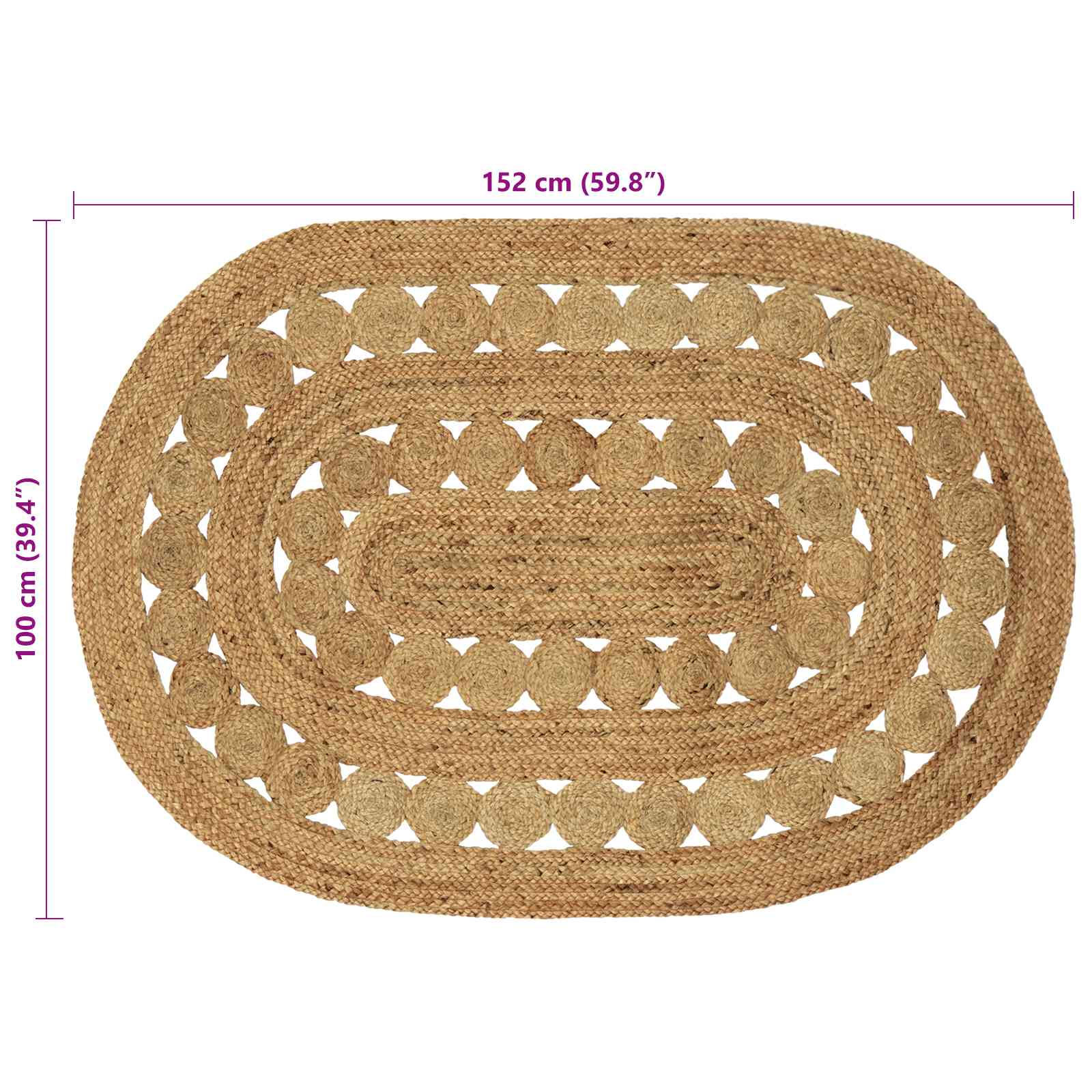 Bereichsteppiche Natur 100 x 152 cm Jute