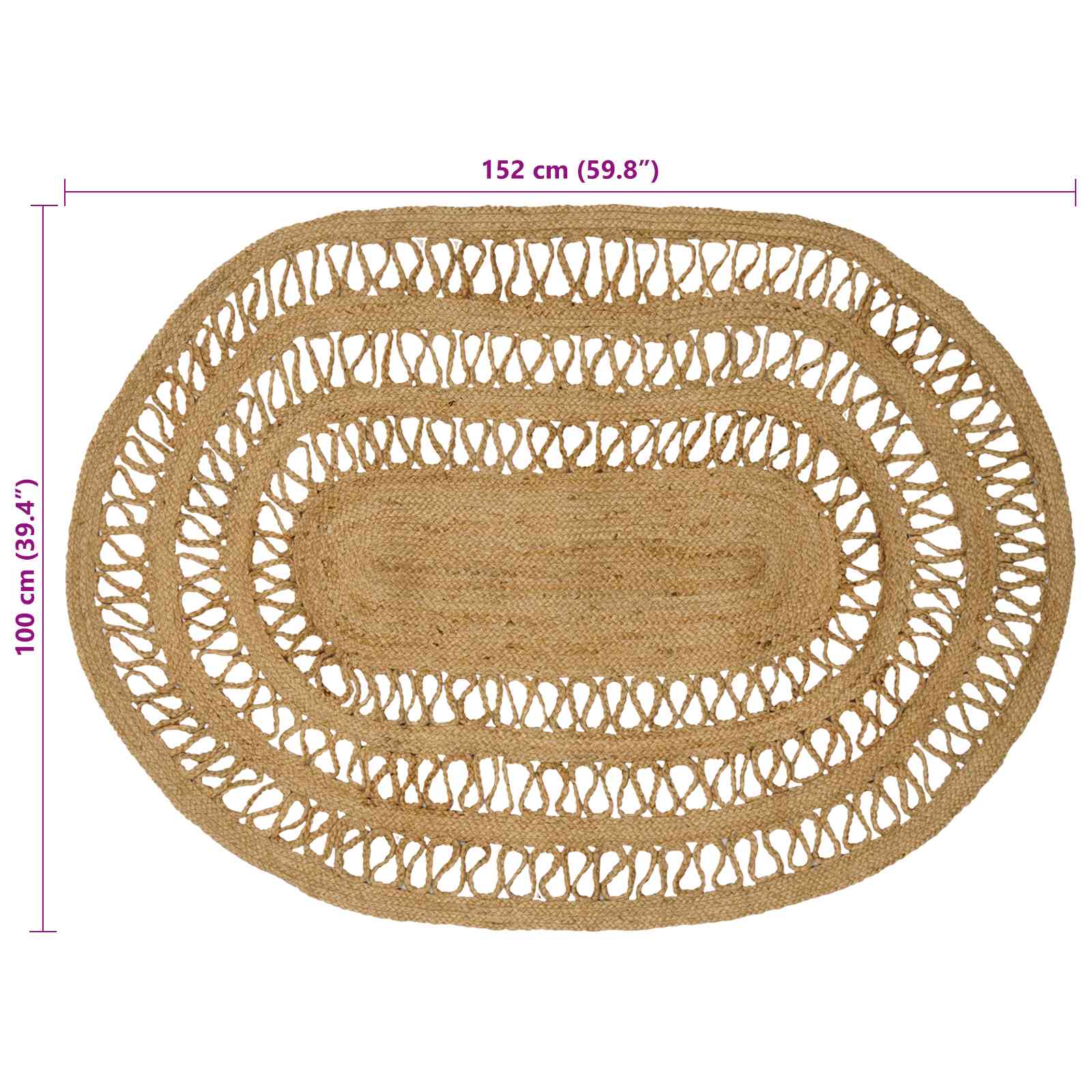 Bereichsteppiche Natur 100 x 152 cm Jute
