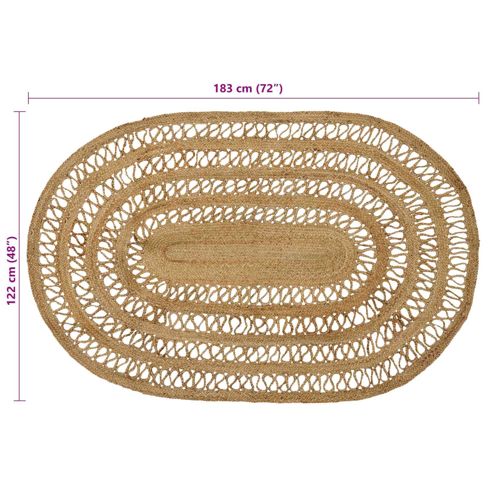 Bereichsteppiche Natur 122 x 183 cm Jute