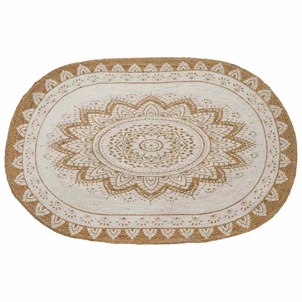 Bereichsteppiche Floral Natur mit weißem Druck 100 x 152 cm