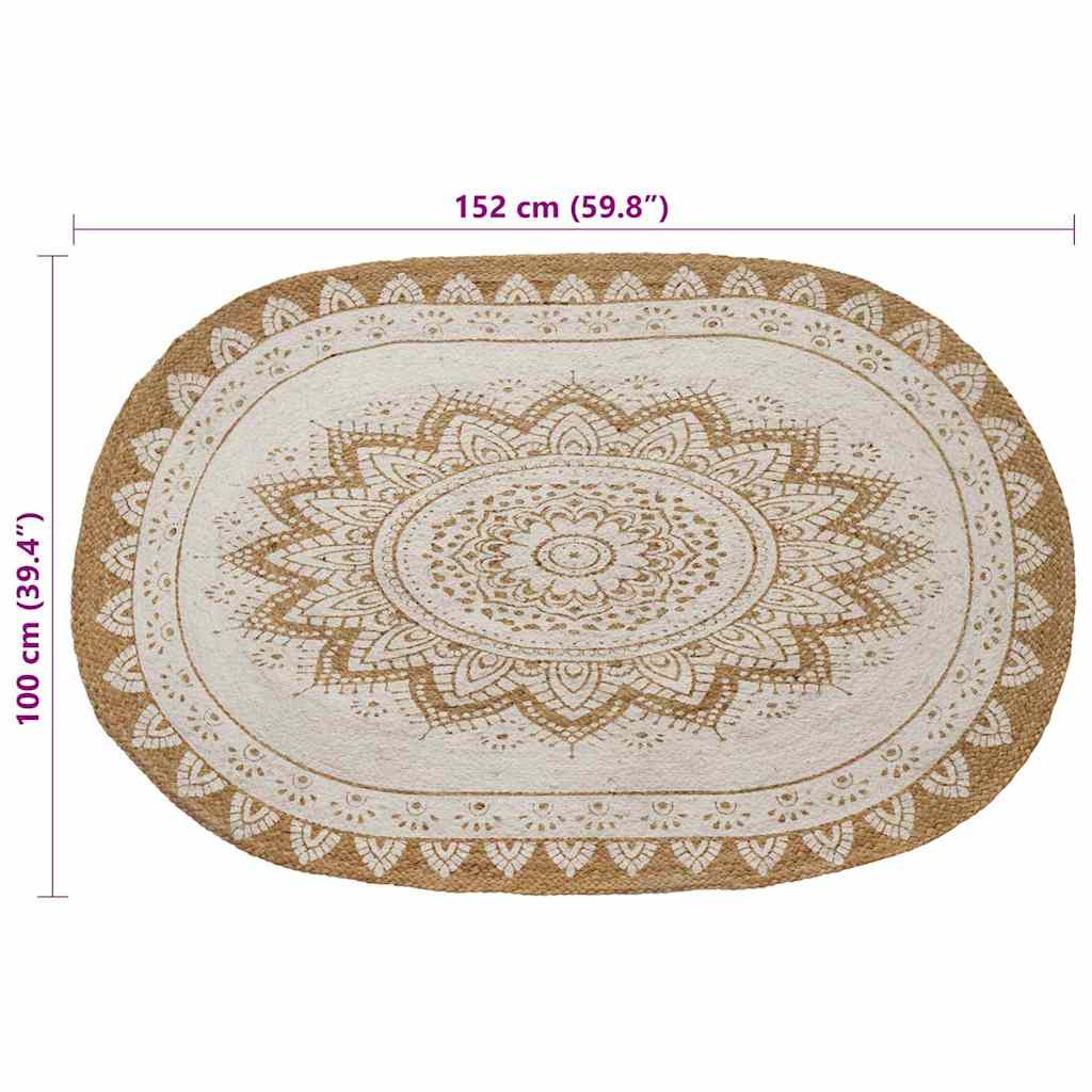 Bereichsteppiche Floral Natur mit weißem Druck 100 x 152 cm