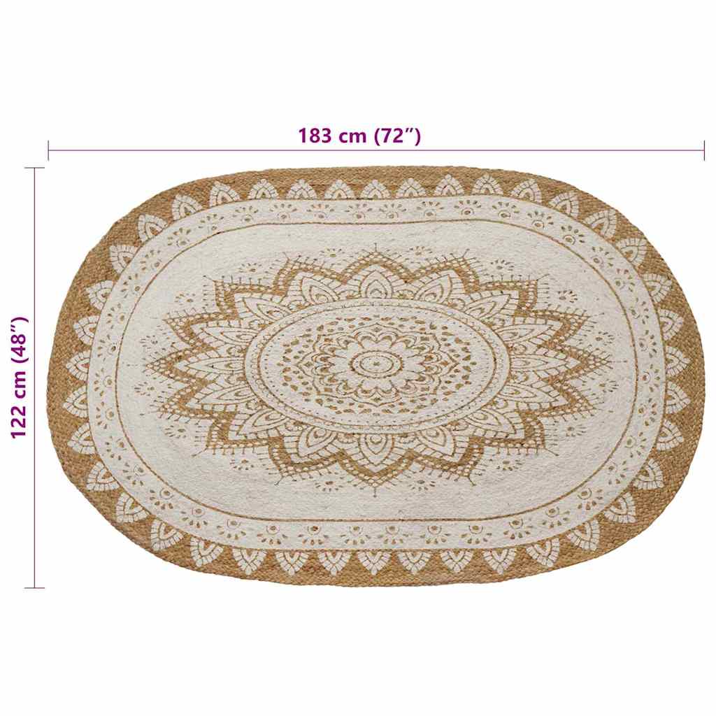 Bereichsteppiche Floral Natur mit weißem Druck 122 x 183 cm