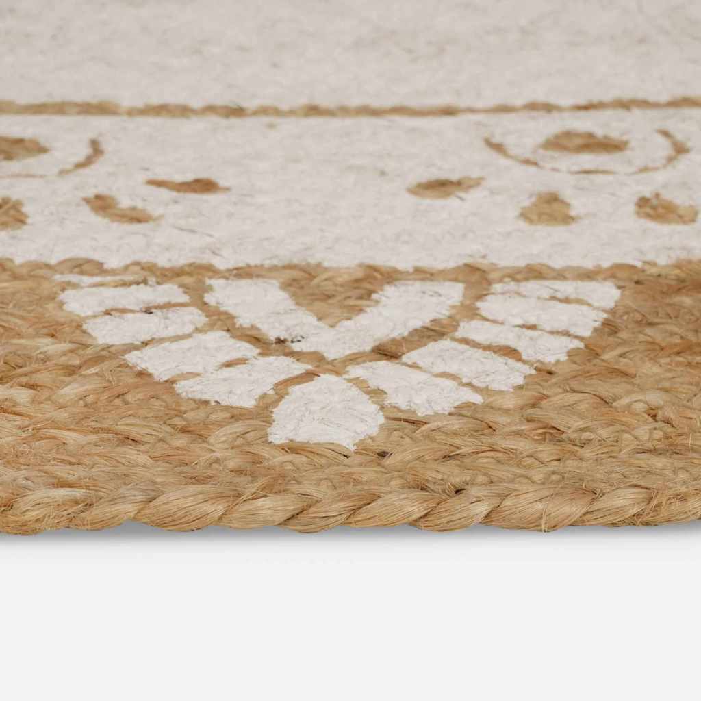 Bereichsteppiche Floral Natur mit weißem Druck 152 x 245 cm