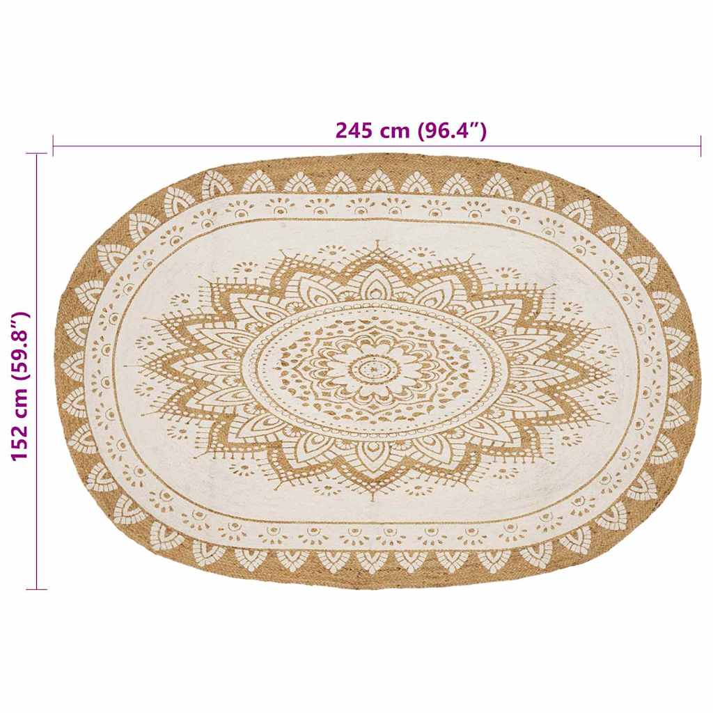 Bereichsteppiche Floral Natur mit weißem Druck 152 x 245 cm
