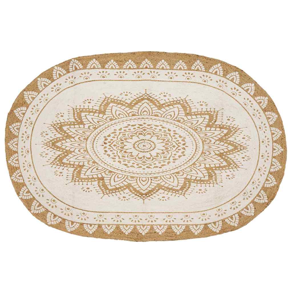 Bereichsteppiche Floral Natur mit weißem Druck 205 x 305 cm