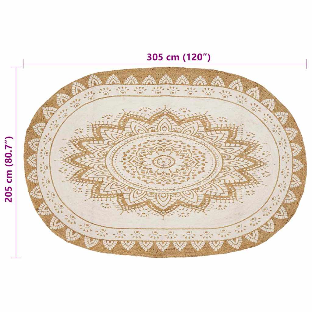 Bereichsteppiche Floral Natur mit weißem Druck 205 x 305 cm