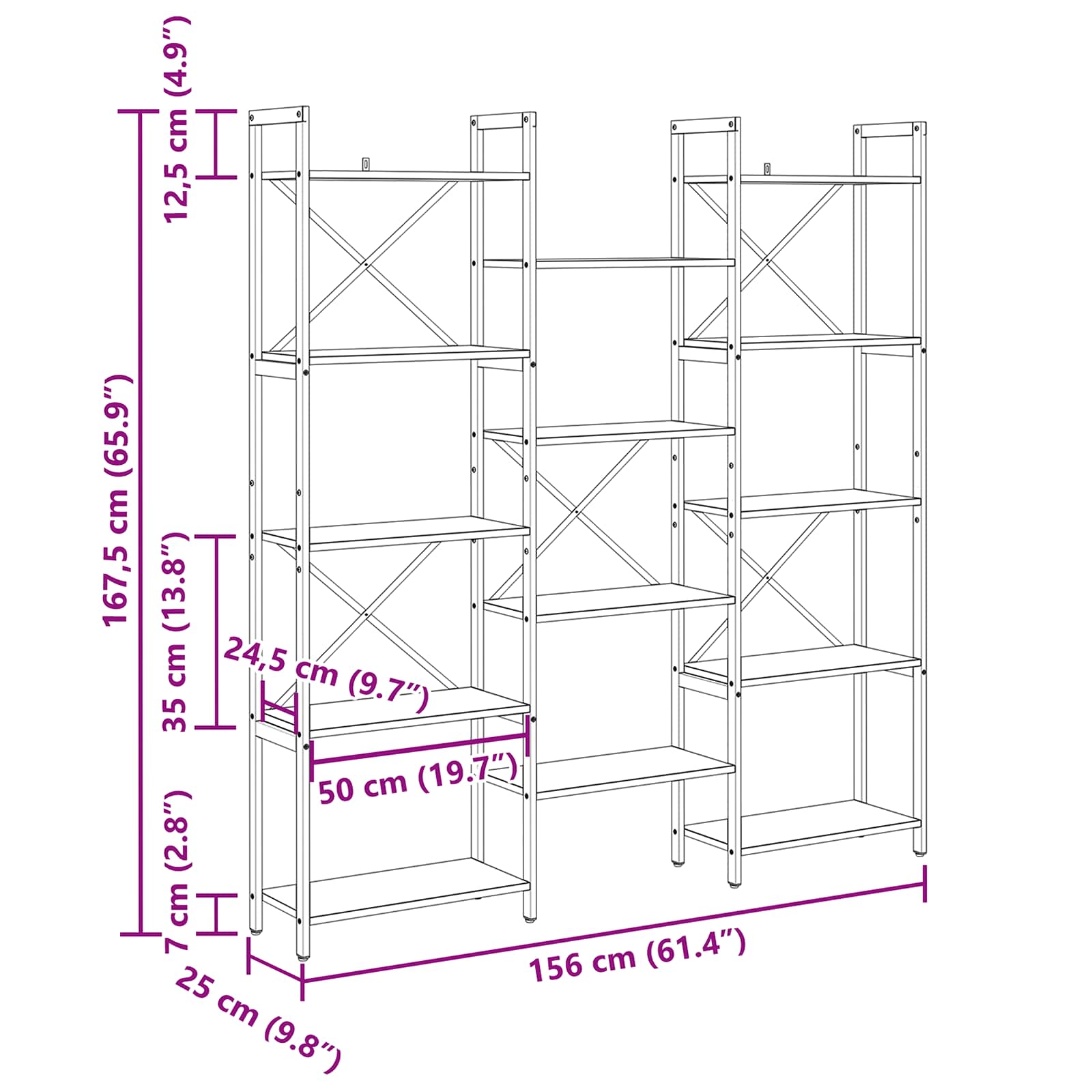 Bücherregal Altholz 156 x 25 x 167 cm Holzwerkstoff