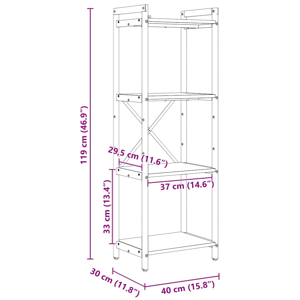 Bücherregal Sonoma-Eiche 40 x 30 x 119 cm Holzwerkstoff