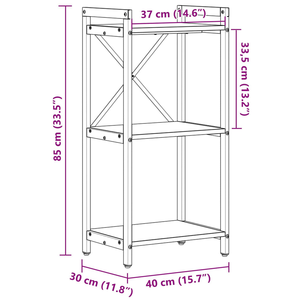Bücherregal Schwarz Eichen-Optik 40 x 30 x 85 cm Holzwerkstoff