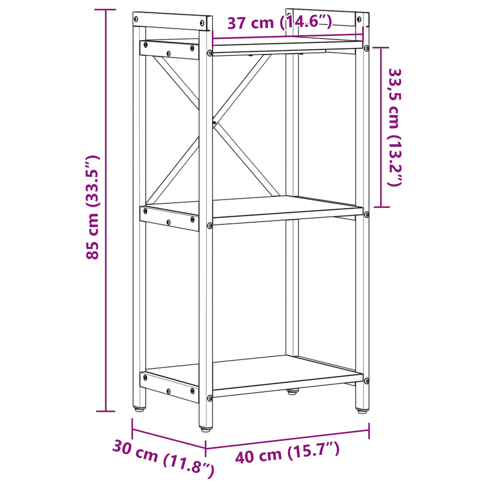 Bücherregal Altholz 40 x 30 x 85 cm Holzwerkstoff