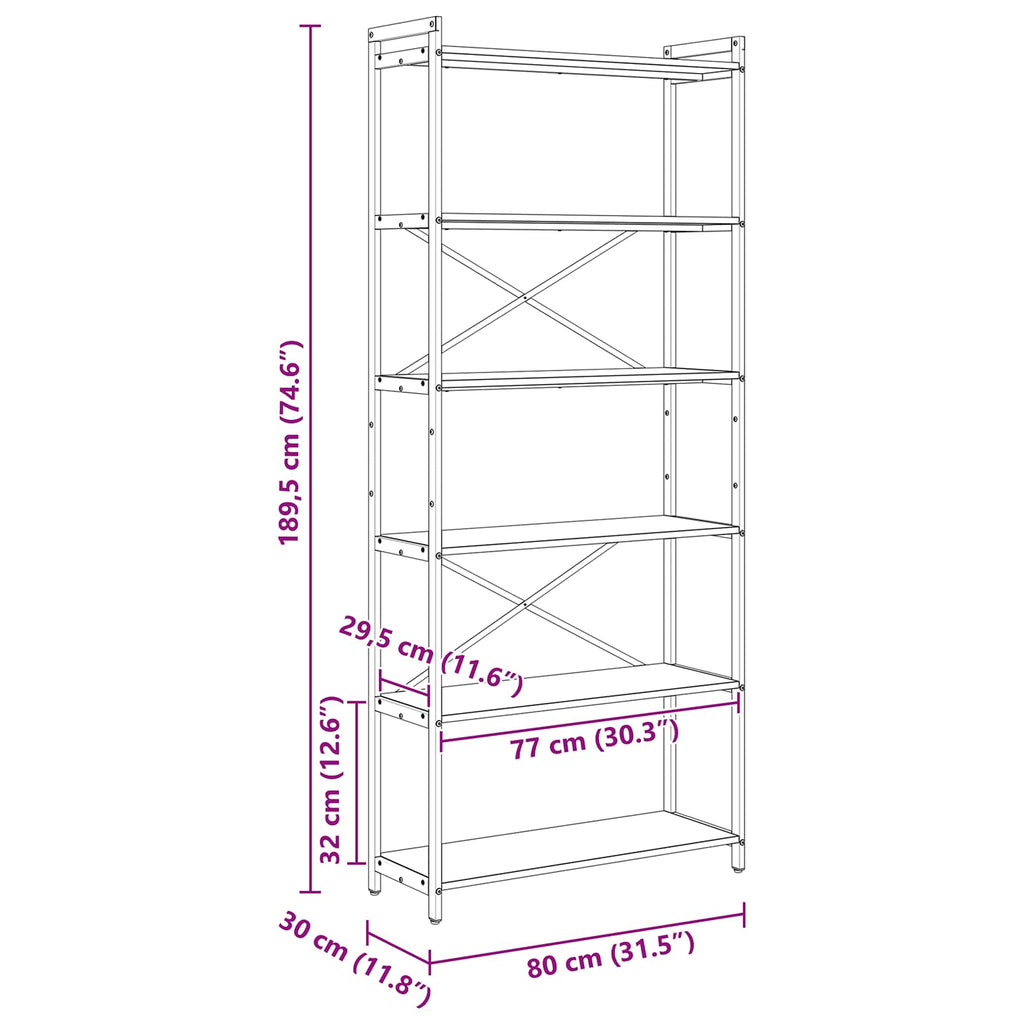 Bücherregal Altholz 80 x 30 x 189,5 cm Holzwerkstoff