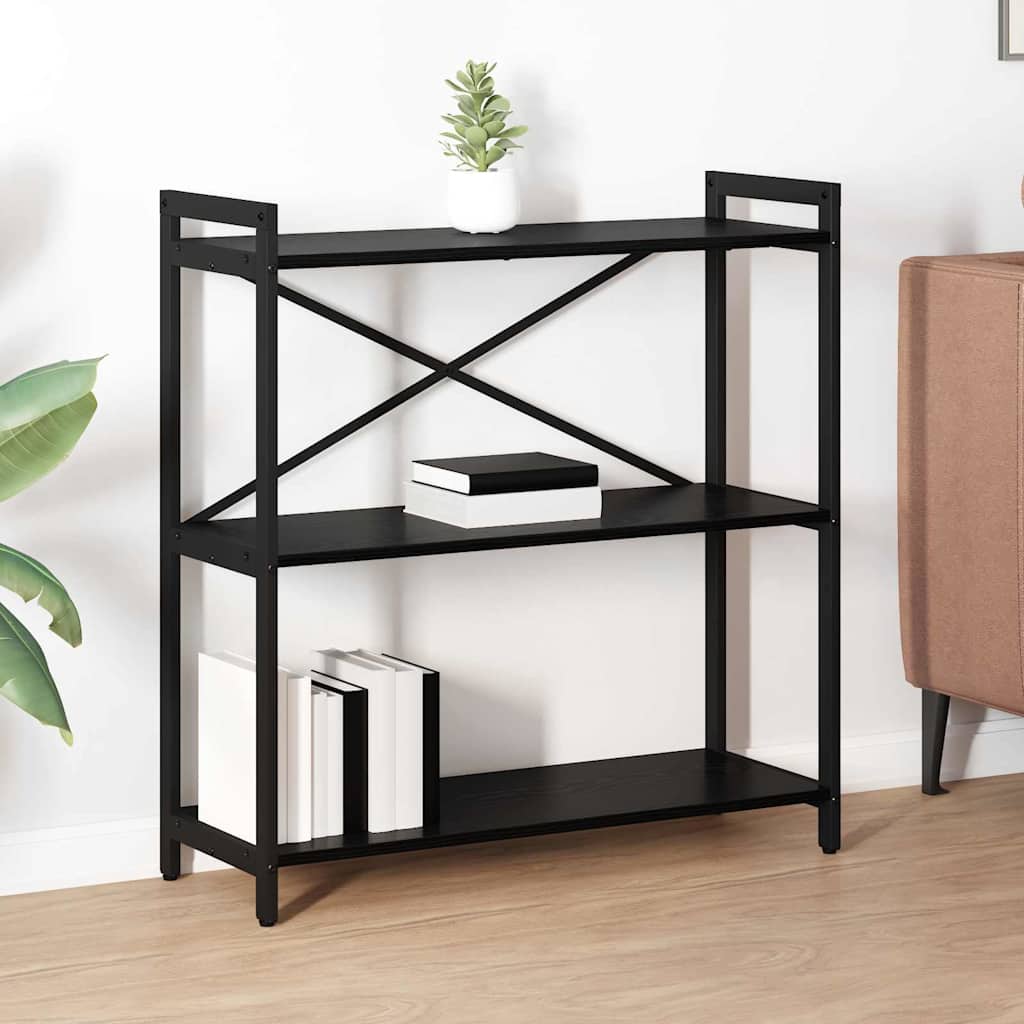 Bücherregal Schwarz Eichen-Optik 80 x 30 x 85 cm Holzwerkstoff