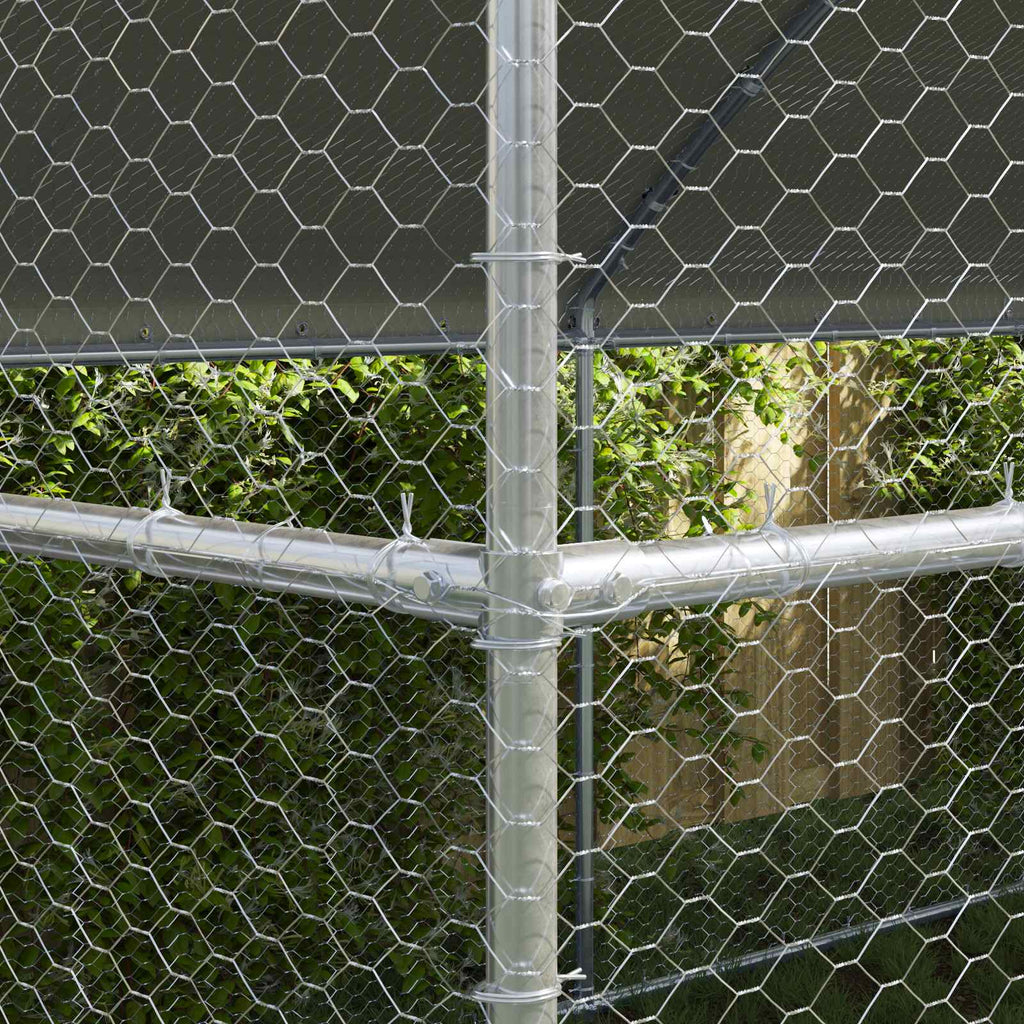 Hühnerkäfig 2 pcs Silber 400 x 200 x 200 cm Stahl und PE
