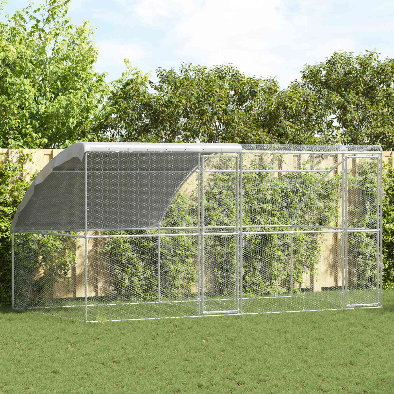 Hühnerkäfig 2 pcs Silber 400 x 200 x 200 cm Stahl und PE