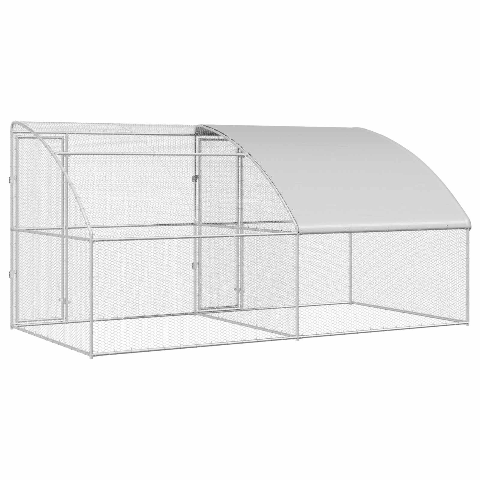 Hühnerkäfig 2 pcs Silber 400 x 200 x 200 cm Stahl und PE