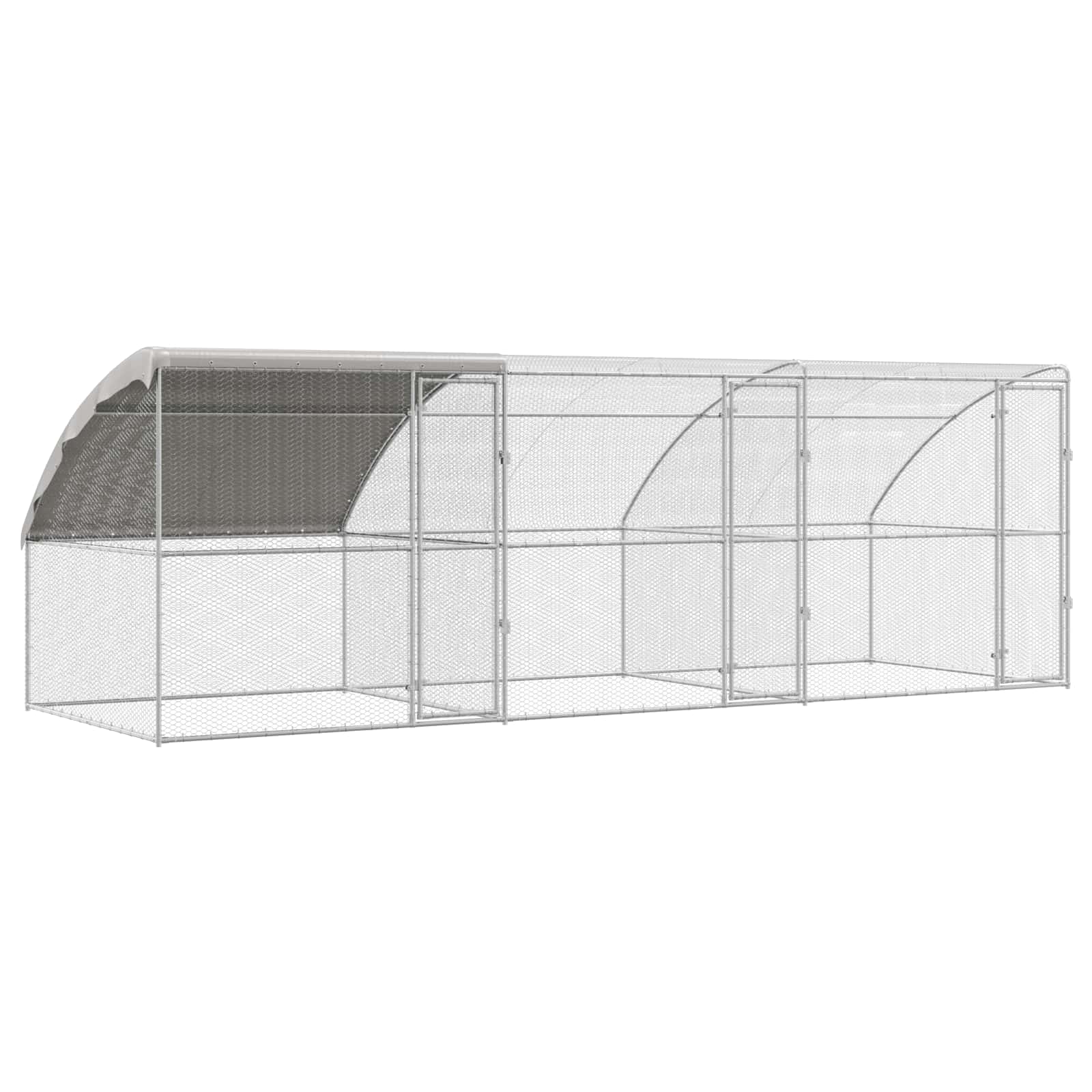 Hühnerkäfig 3 pcs Silber 600 x 200 x 200 cm Stahl und PE