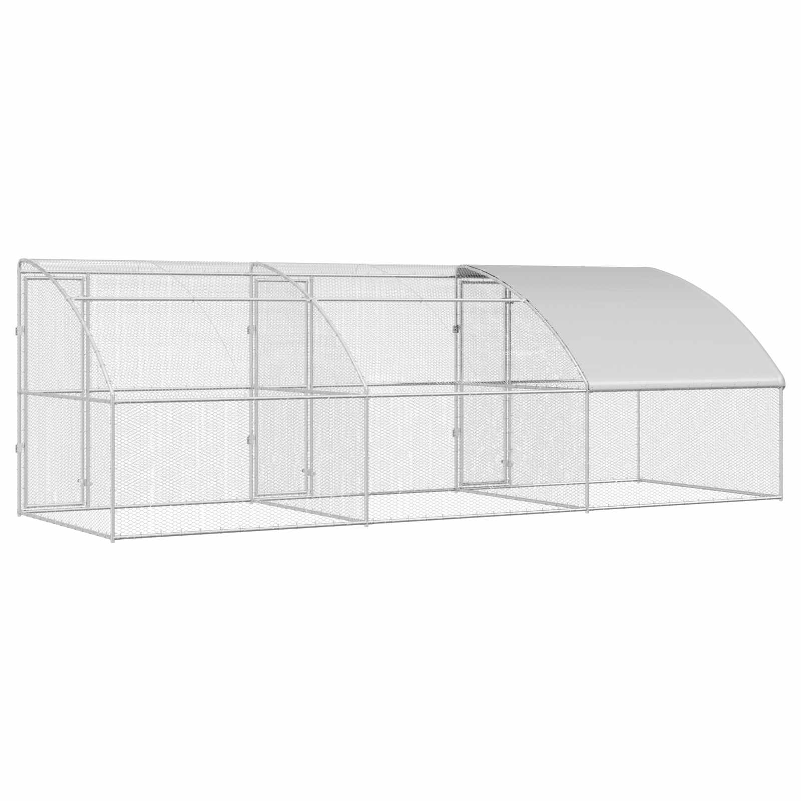 Hühnerkäfig 3 pcs Silber 600 x 200 x 200 cm Stahl und PE