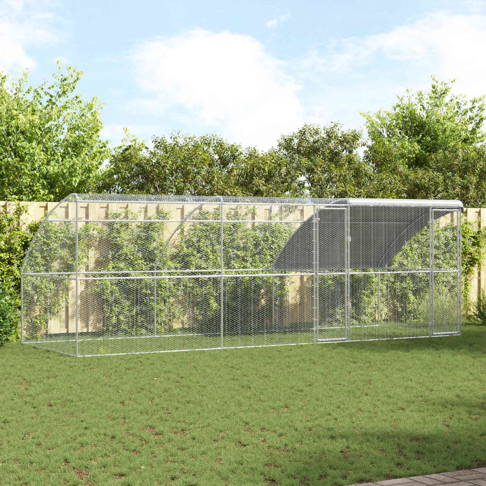Hühnerkäfig 3 pcs Silber 600 x 200 x 200 cm Stahl und PE
