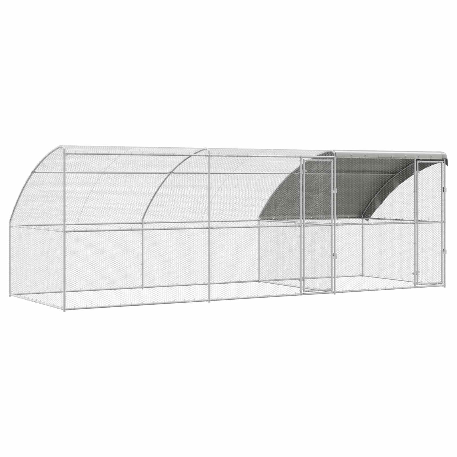 Hühnerkäfig 3 pcs Silber 600 x 200 x 200 cm Stahl und PE