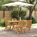 Garten Essgruppe 5 pcs Braun Massivholz Teak