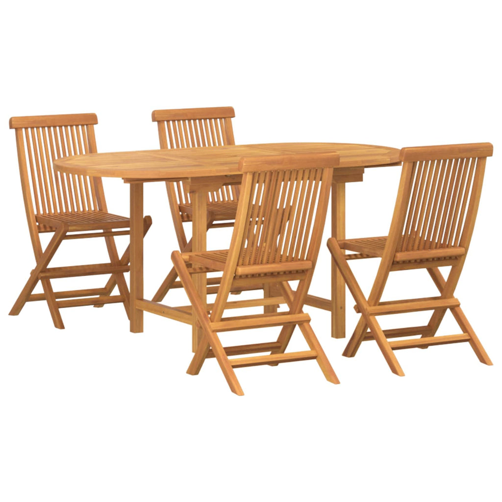 Garten Essgruppe 5 pcs Braun Massivholz Teak