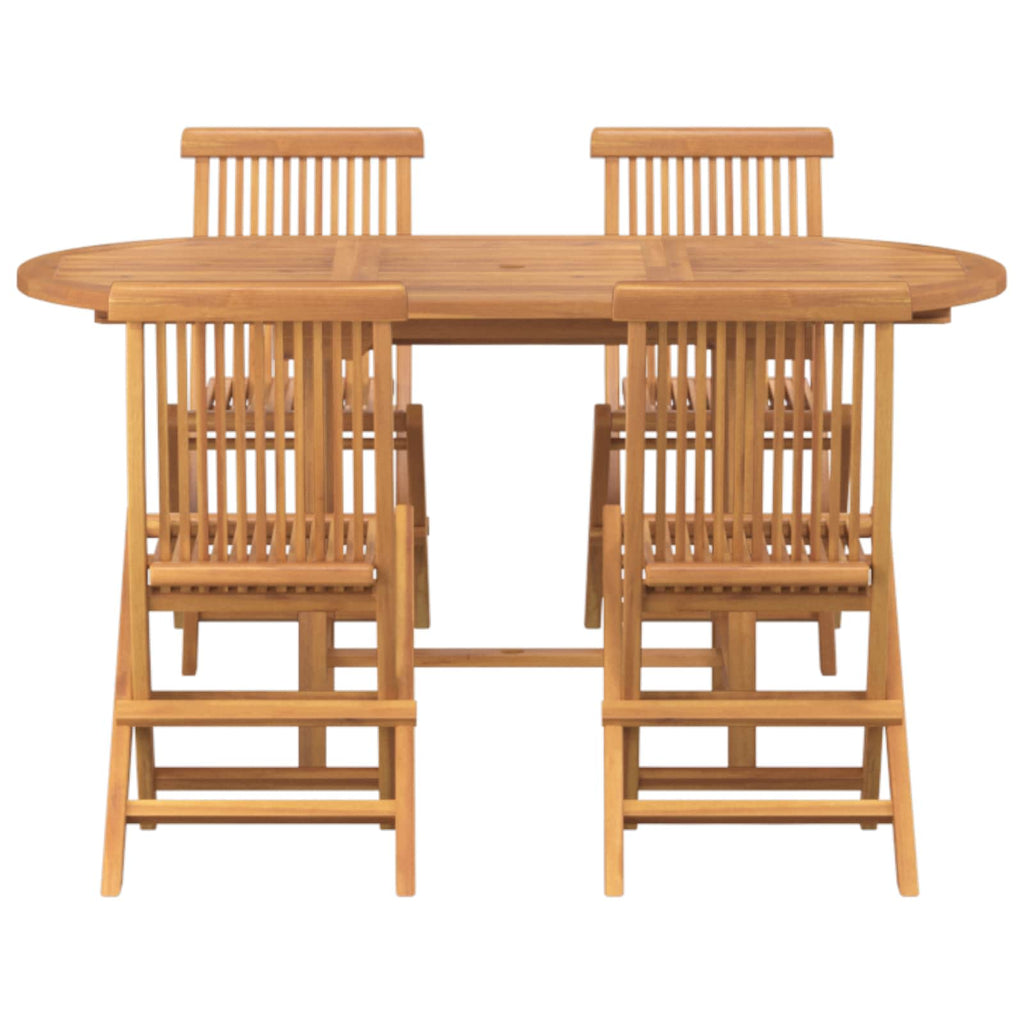 Garten Essgruppe 5 pcs Braun Massivholz Teak
