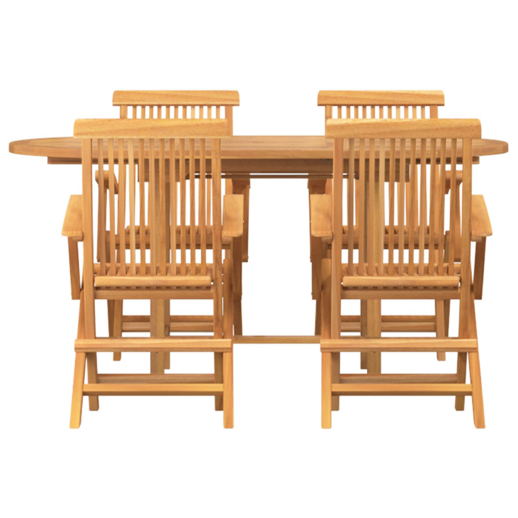 Garten Essgruppe 5 pcs Braun Massivholz Teak