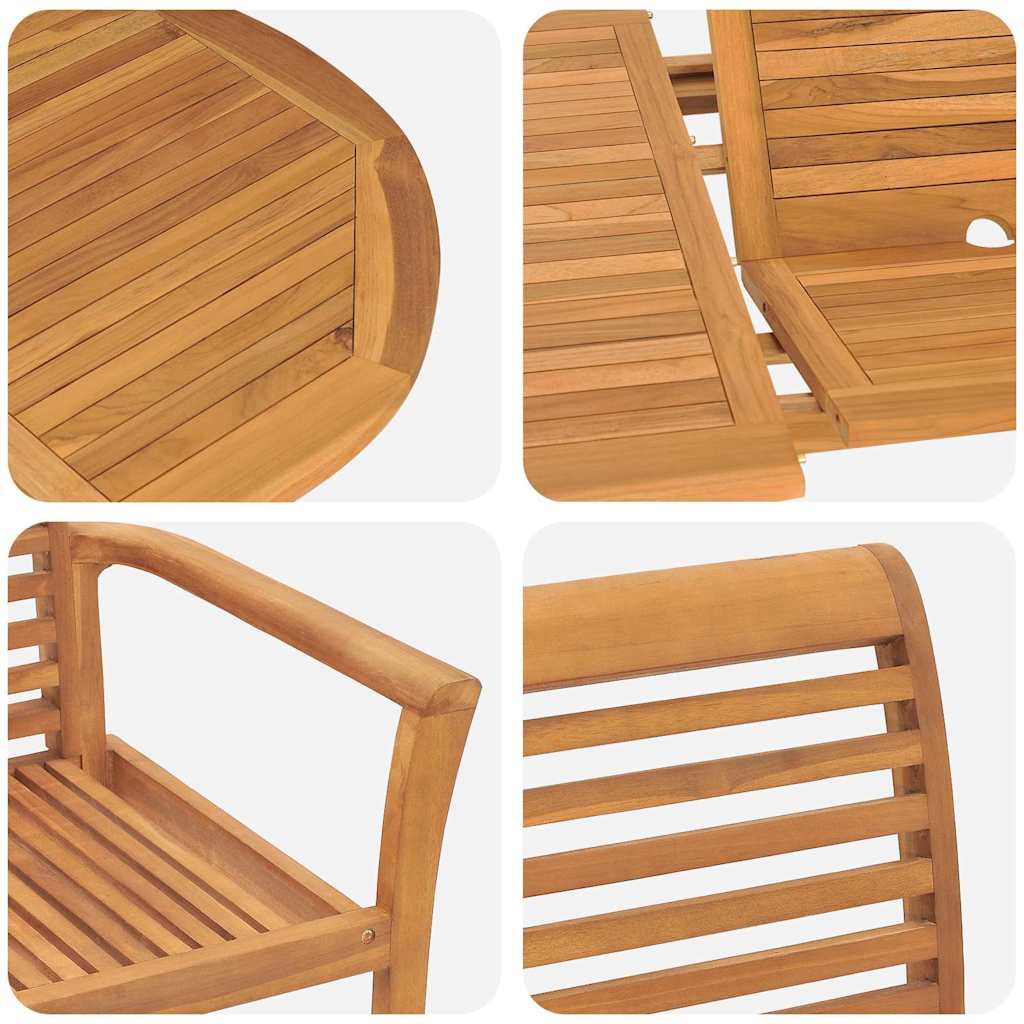 Garten Essgruppe 5 pcs Braun Massivholz Teak