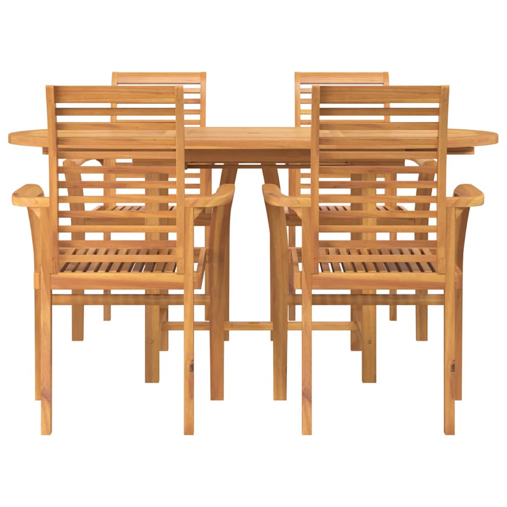 Garten Essgruppe 5 pcs Braun Massivholz Teak