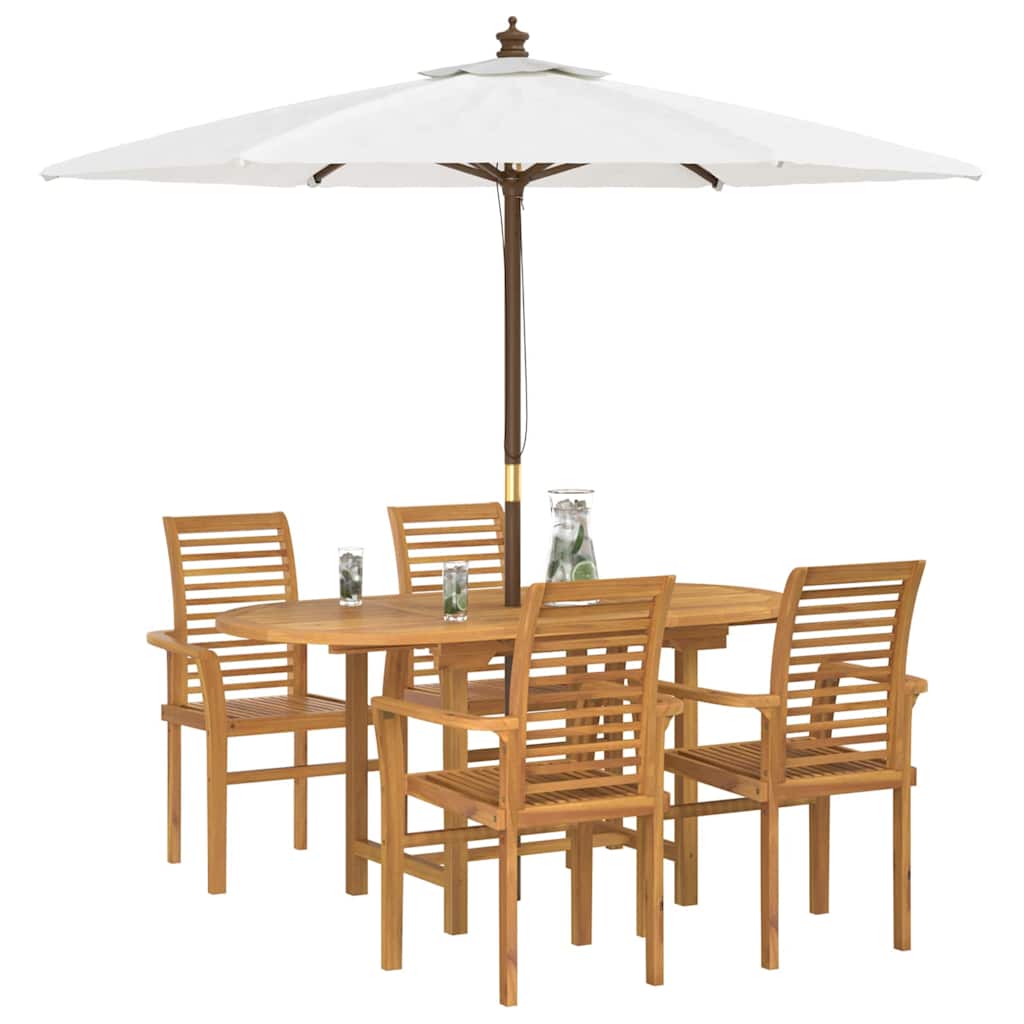 Garten Essgruppe 5 pcs Braun Massivholz Teak