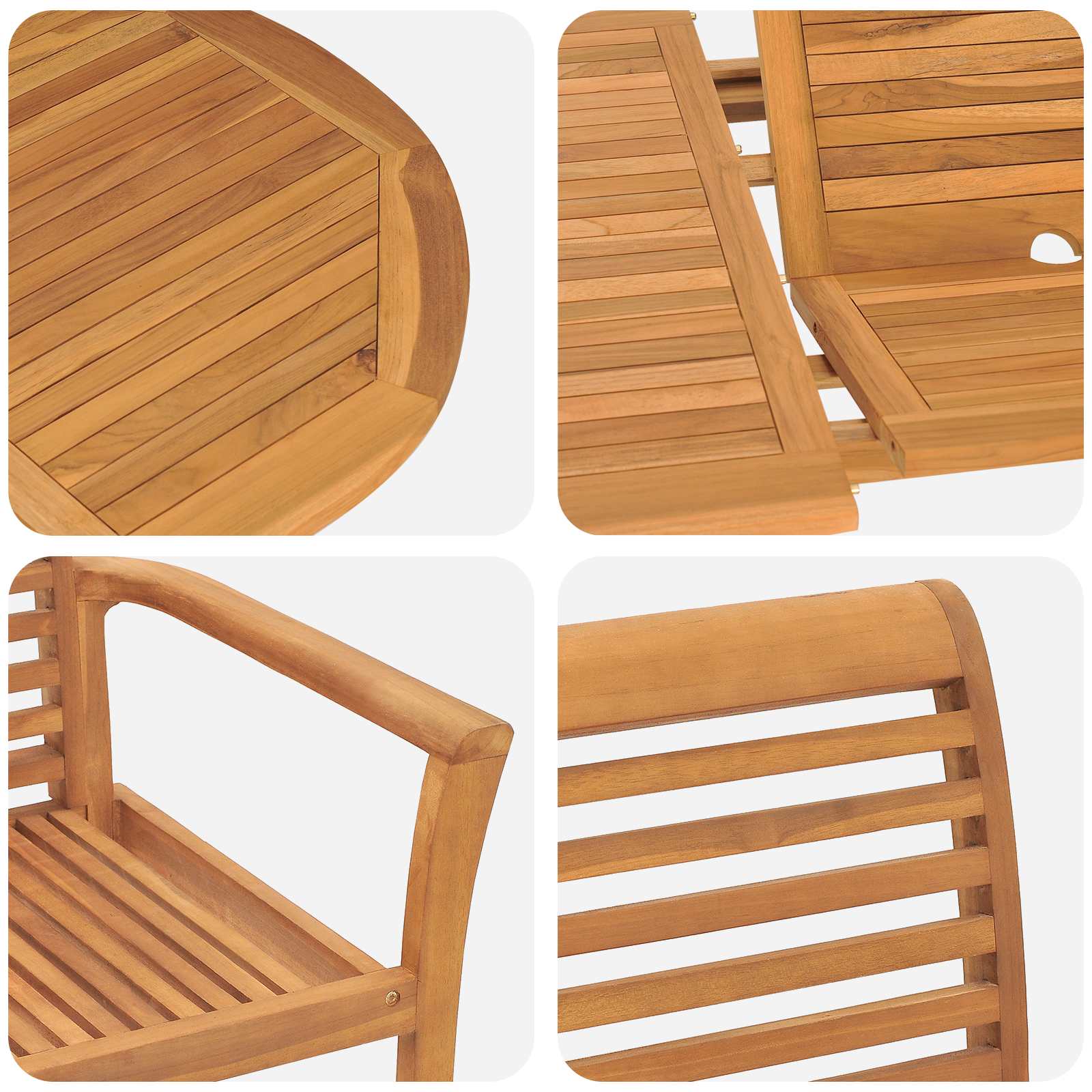 Garten Essgruppe 7 pcs Braun Massivholz Teak