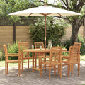 Garten Essgruppe 7 pcs Braun Massivholz Teak